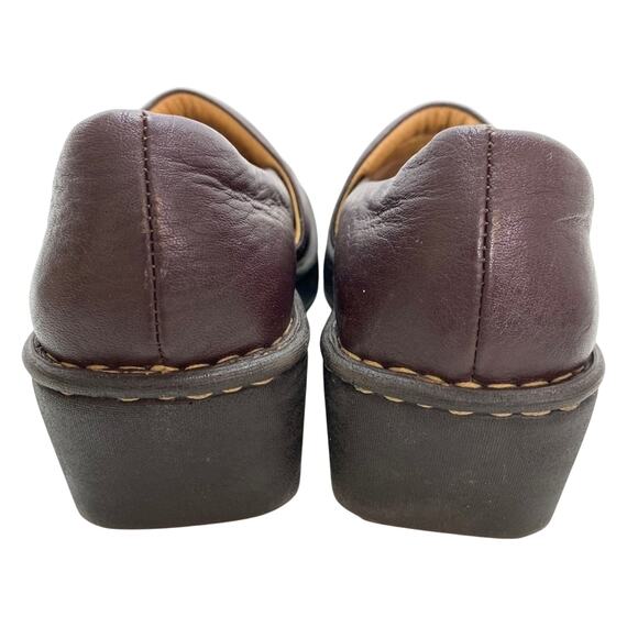 Born Womens Comfort Slip On Clogs Leather Wedge Square Toe Loafers Shoes sz 6 - Picture 2 of 16